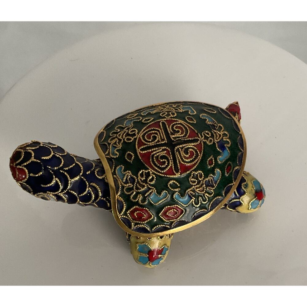 Decorative Enamel Chinese Cloisonne Turtle Trinket Box